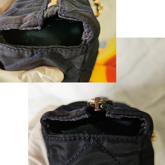 Authentic Prada Tessuto Catena Nylon Quilted Chain Shoulder Bag in Black - Picture 8 of 17